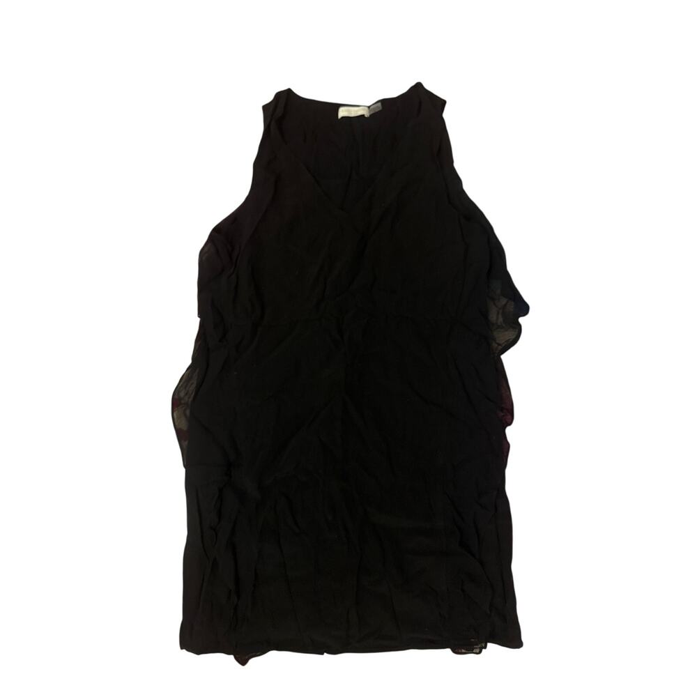 Women S Ramy Brook New York Black Silk Mini Dress Sleeveless V-Neck Ruffle Side